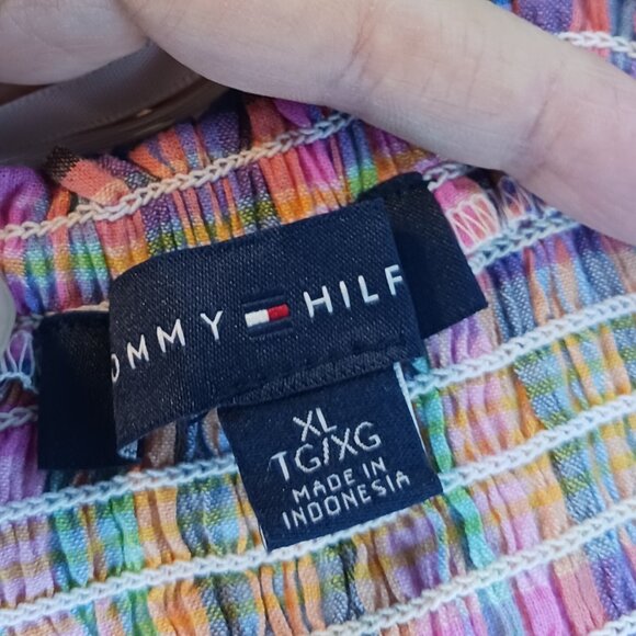 #112 3/$18 - Tommy Hilfiger Pink/Blue Long Sleeve Top Size XL - Picture 6 of 6